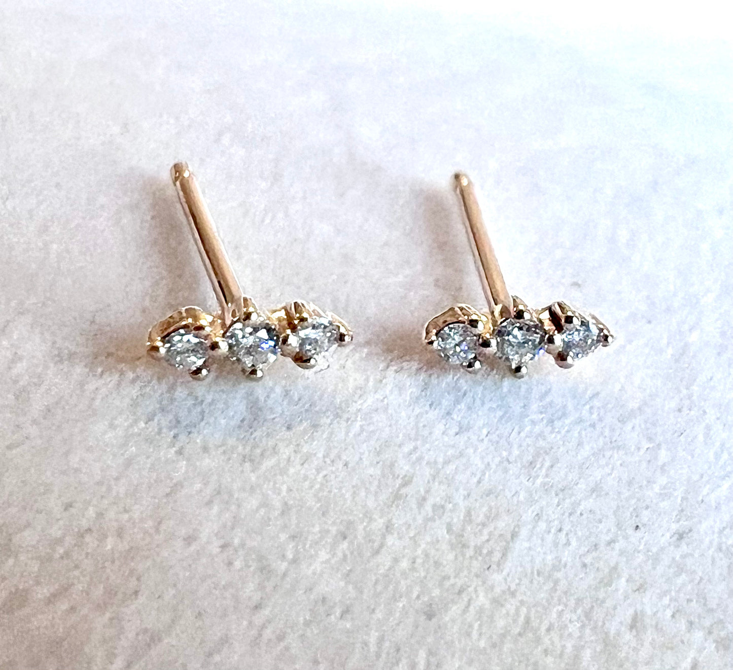 Diamond Trio 14kt Solid Gold Earrings