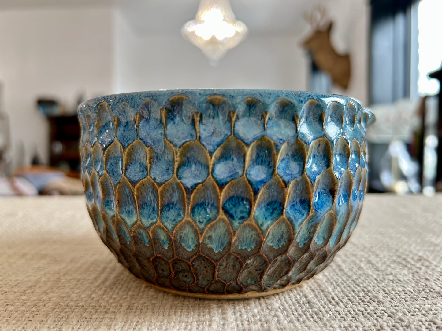 Peacock Textured Bowl - Handmade by Ceramic Artist Natalie Zelman