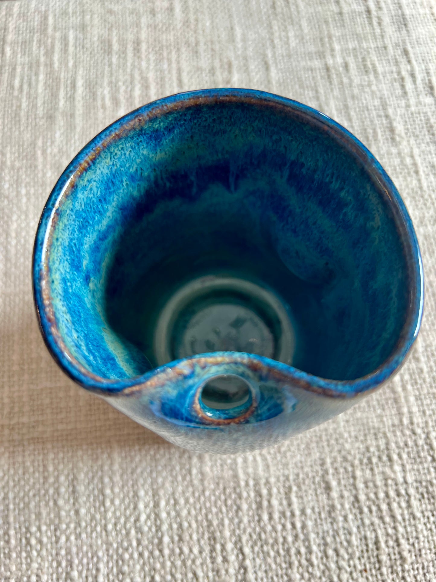 Blue Ombre Cup with Straw Hole- Handmade by Ceramic Artist Natalie Zelman