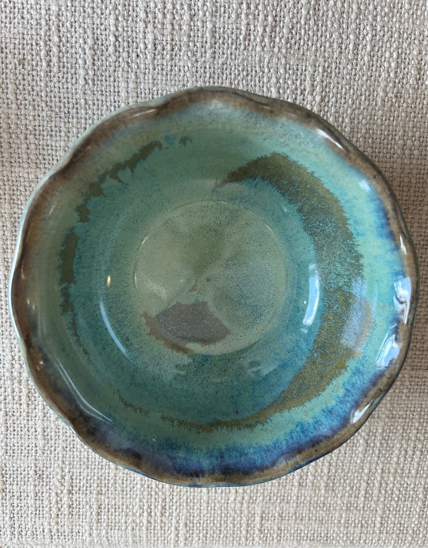 Turquoise Blue Wavy Bowl - Handmade by Potter Natalie Zelman