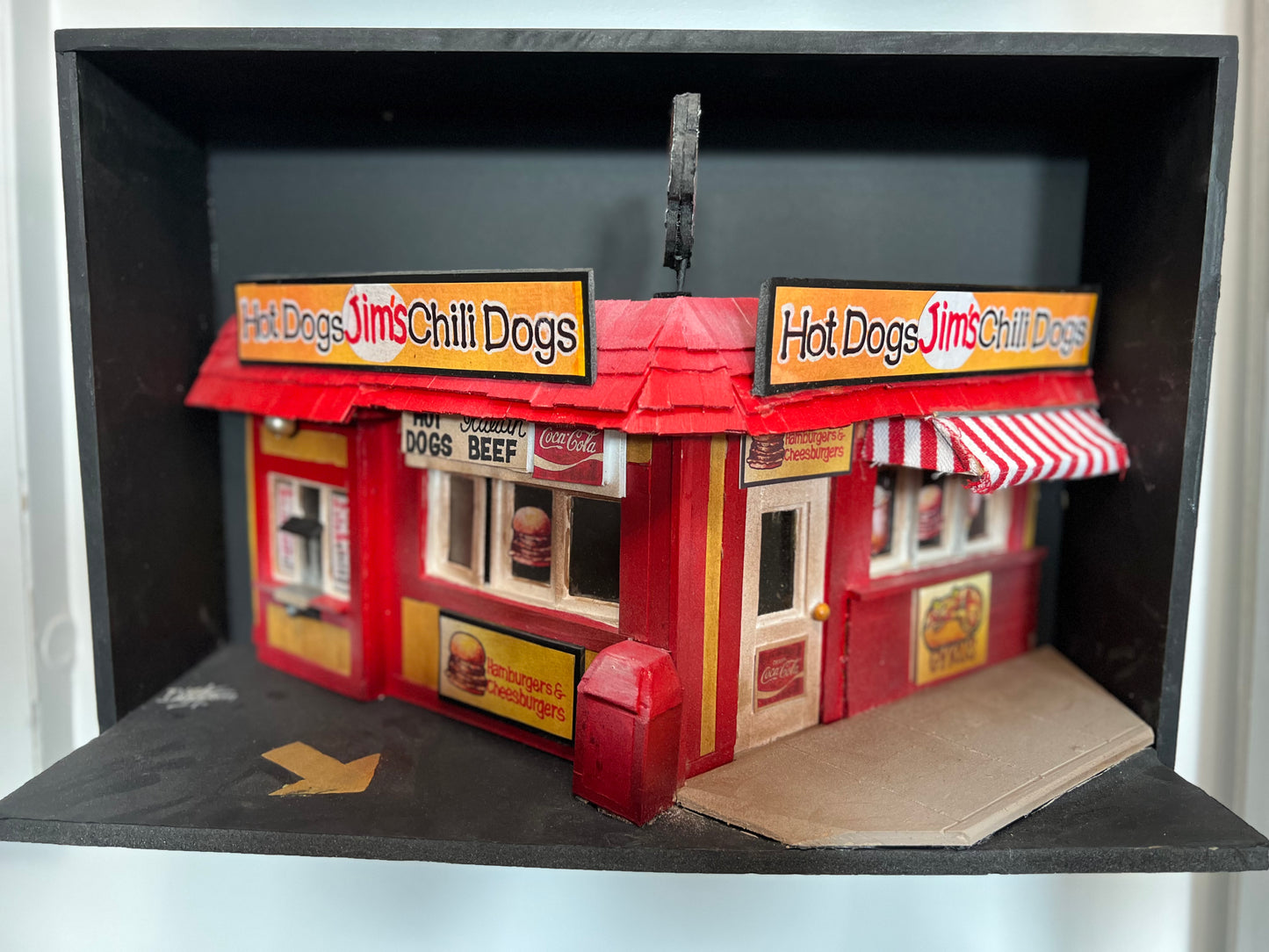 Jim's Hot Dogs & Chili Dogs - Shadow Box by Artist Dick Dahlstrom