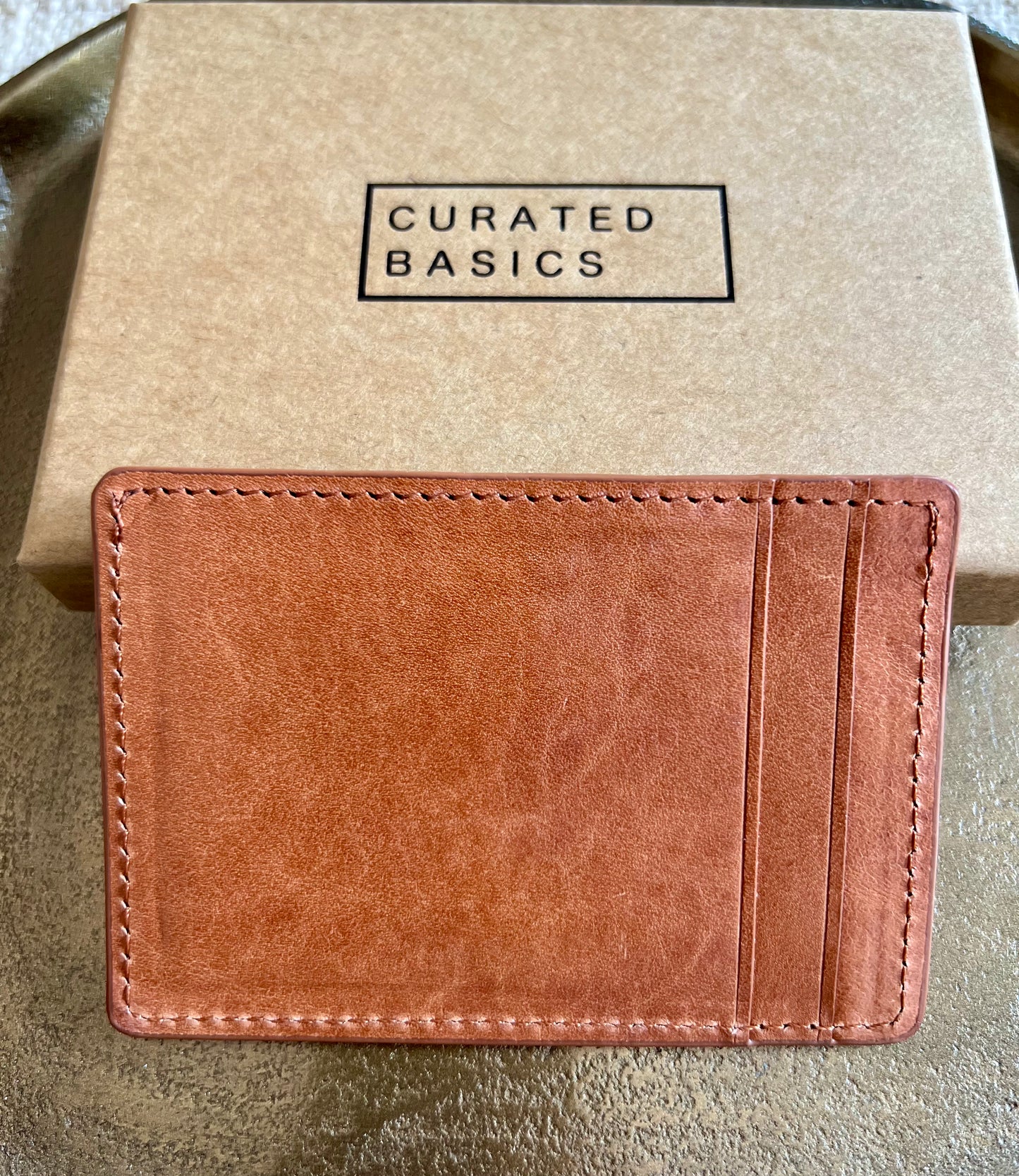 Cognac Brown Leather Cardholder Wallet