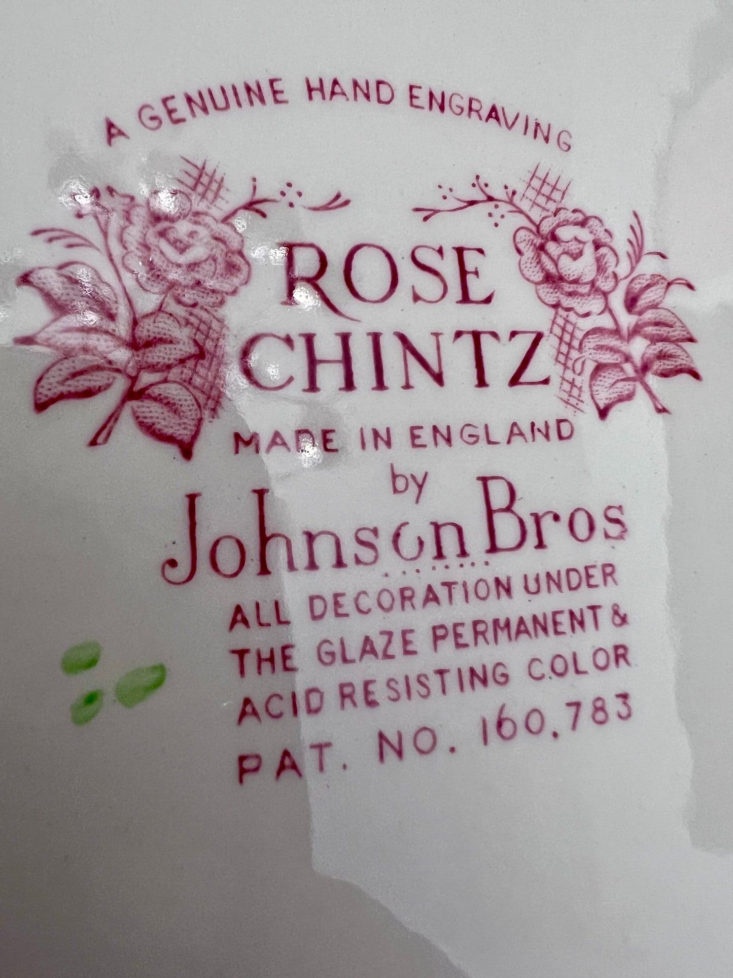 Vintage Johnson Bros “Rose Chintz” Ironstone 6 Piece Set - England Approx Circa Mid-20th Century