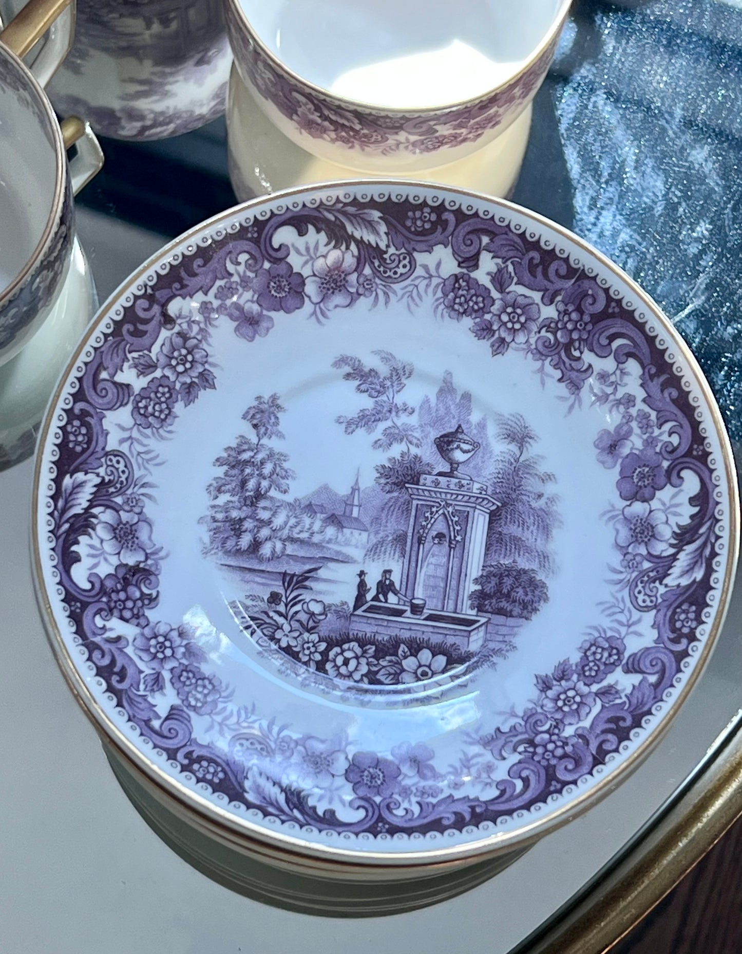 Lavender & Gold Bavarian Tea Set - Vintage 20-Piece
