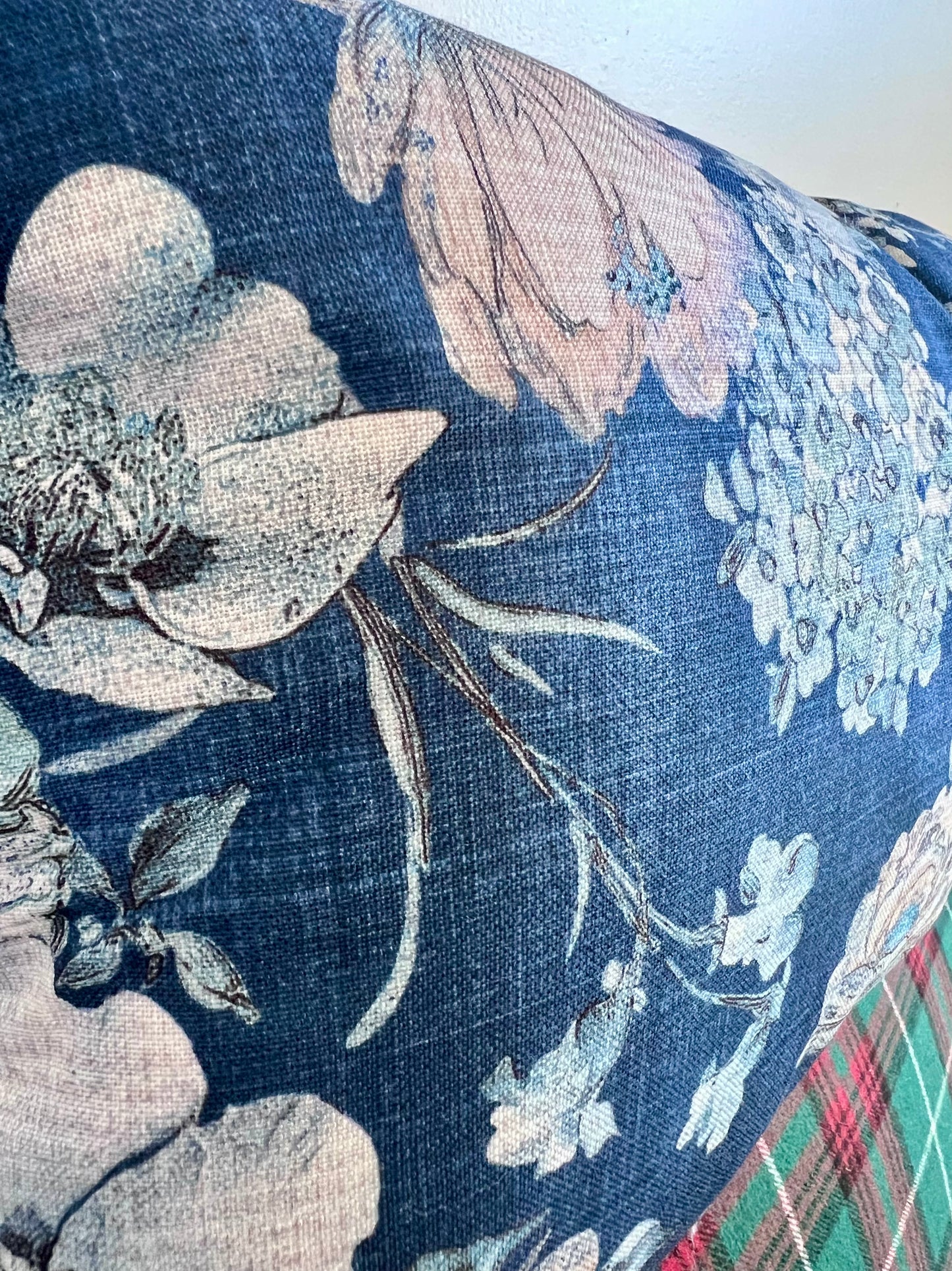 Blue Floral Lumbar Pillow