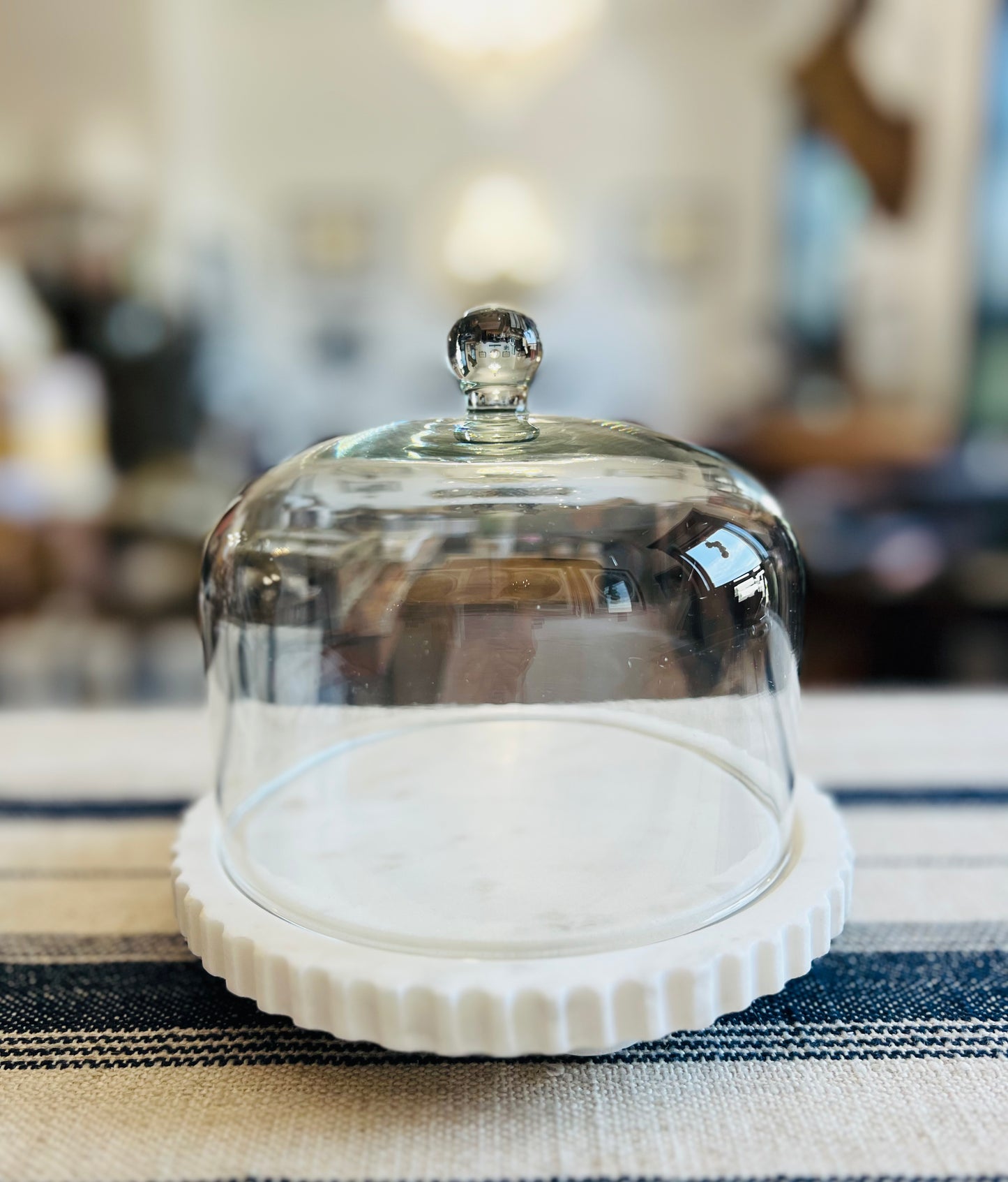 Marble & Glass Cloche Small Serving Platter