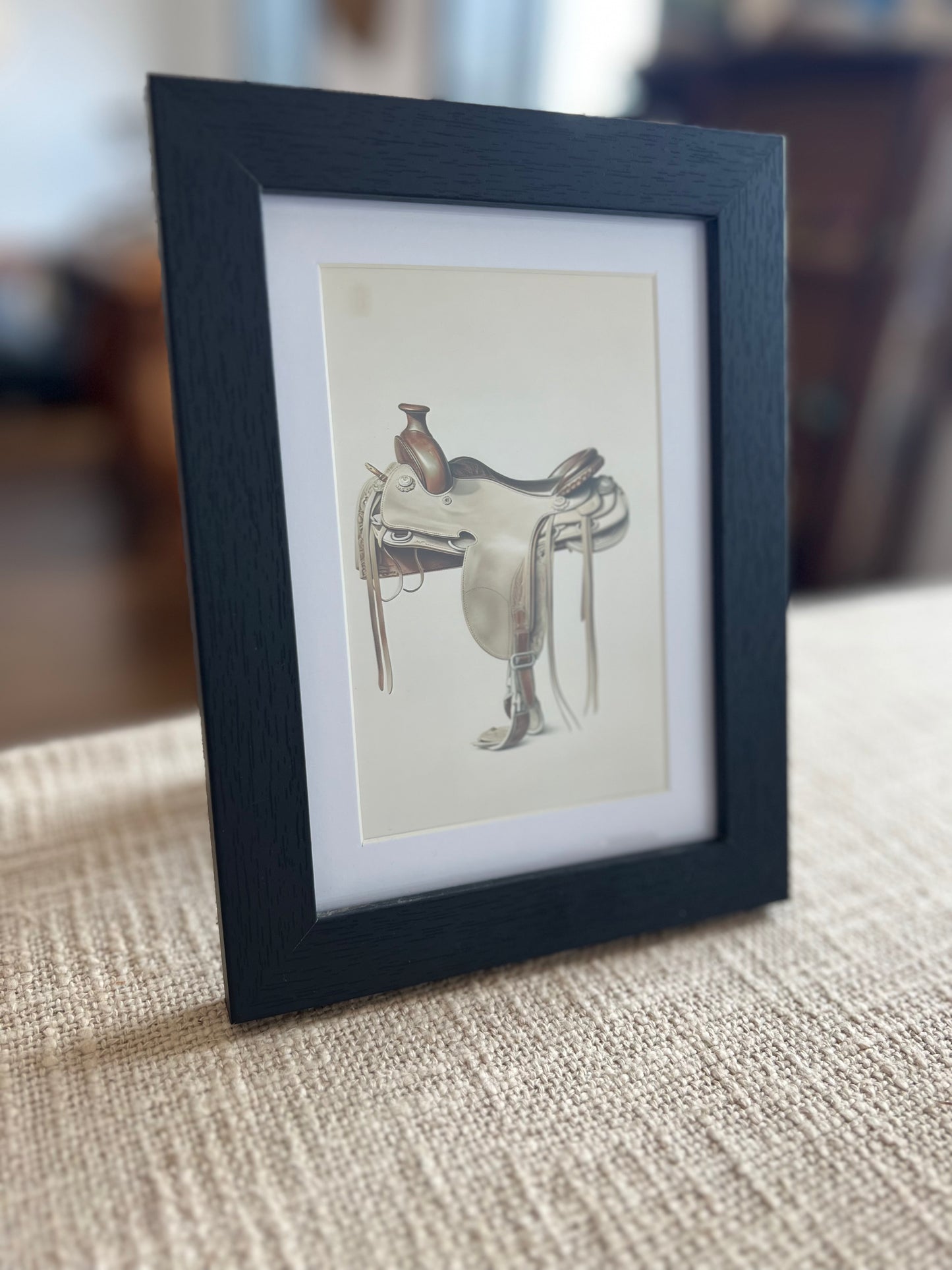 Saddle - Equestrian Print in Black Frame