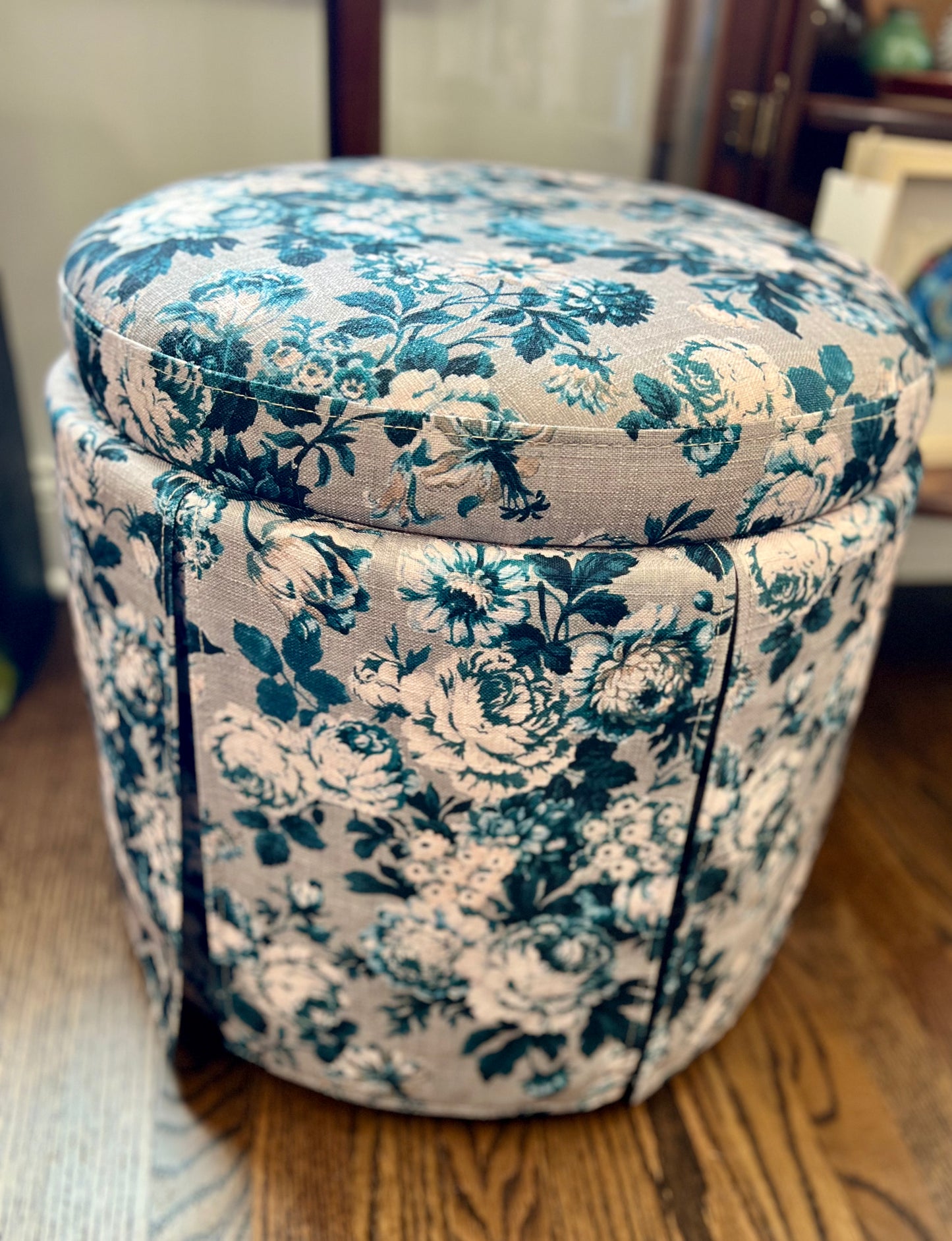Blue Rose Storage Ottoman on Casters by Lillian August