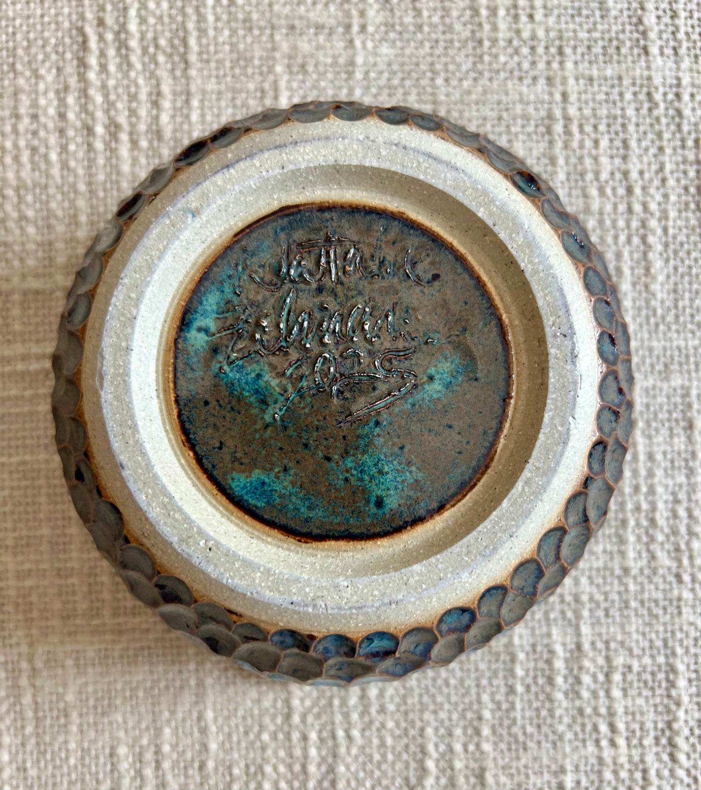 Peacock Textured Bowl - Handmade by Ceramic Artist Natalie Zelman