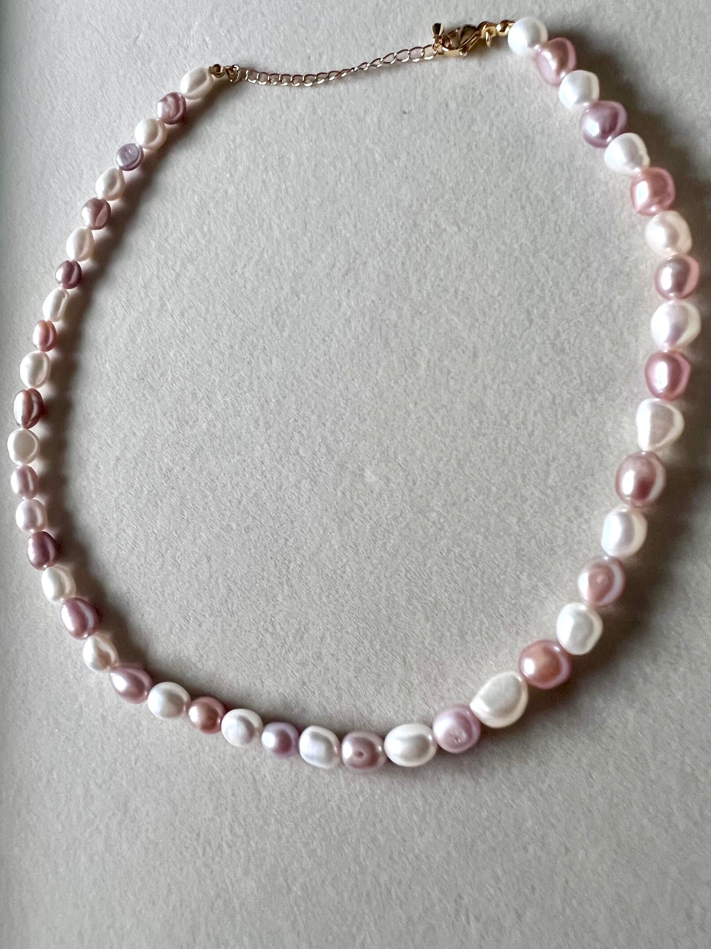 Pink & White Freshwater Pearl & 24K Gold Fill Necklace