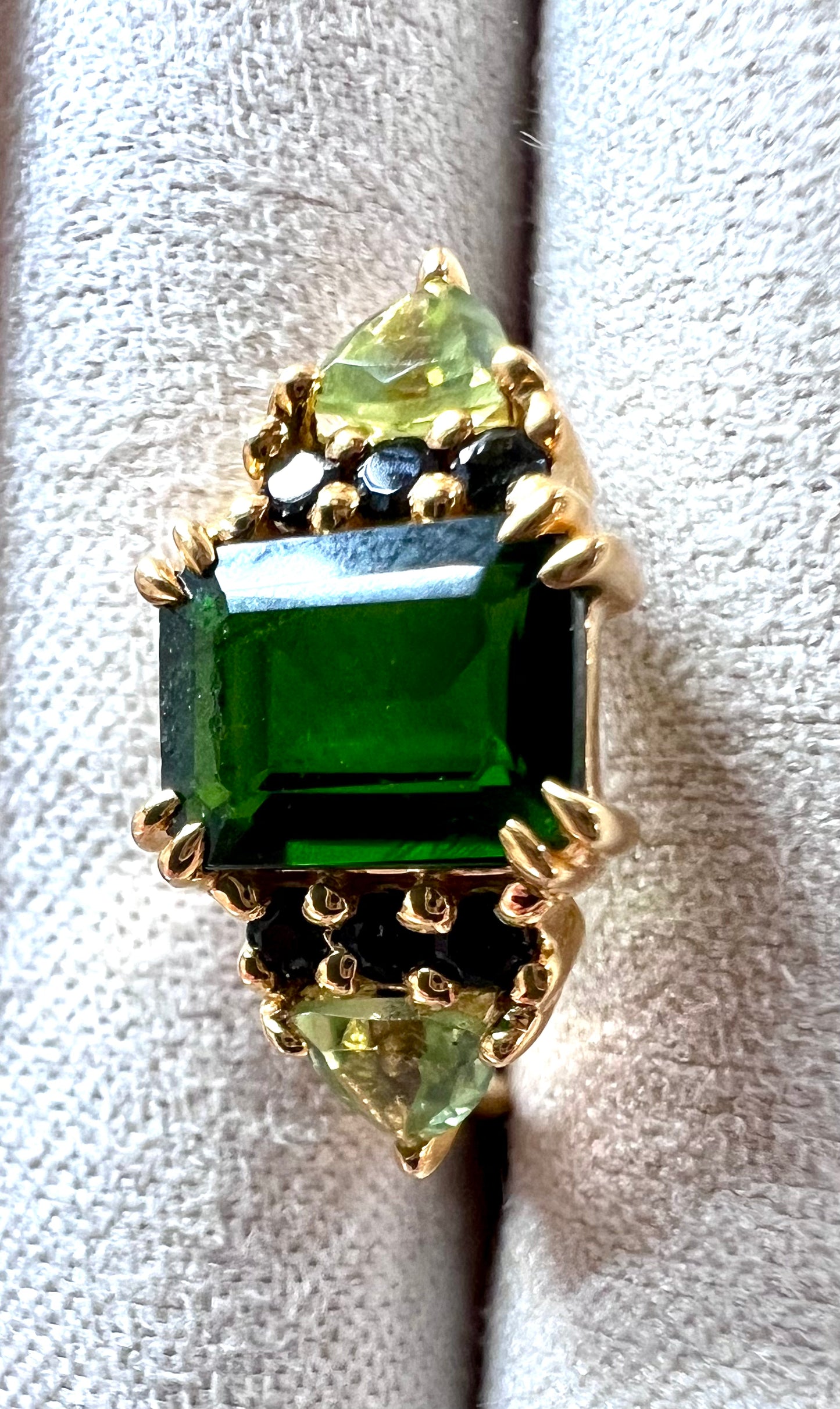 Green Topaz & Peridot Ring, Size 6