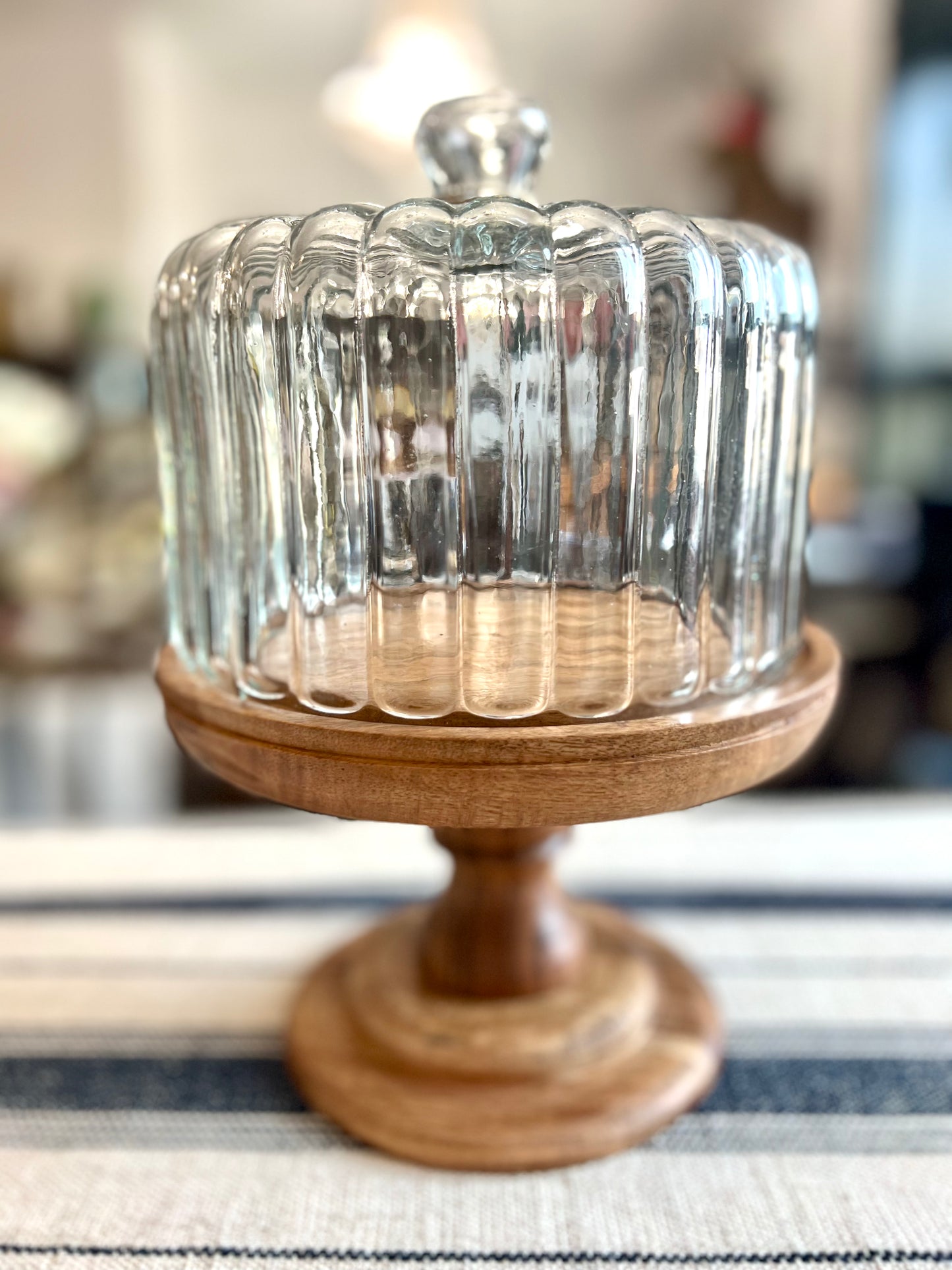 Glass & Wood Serving Stand