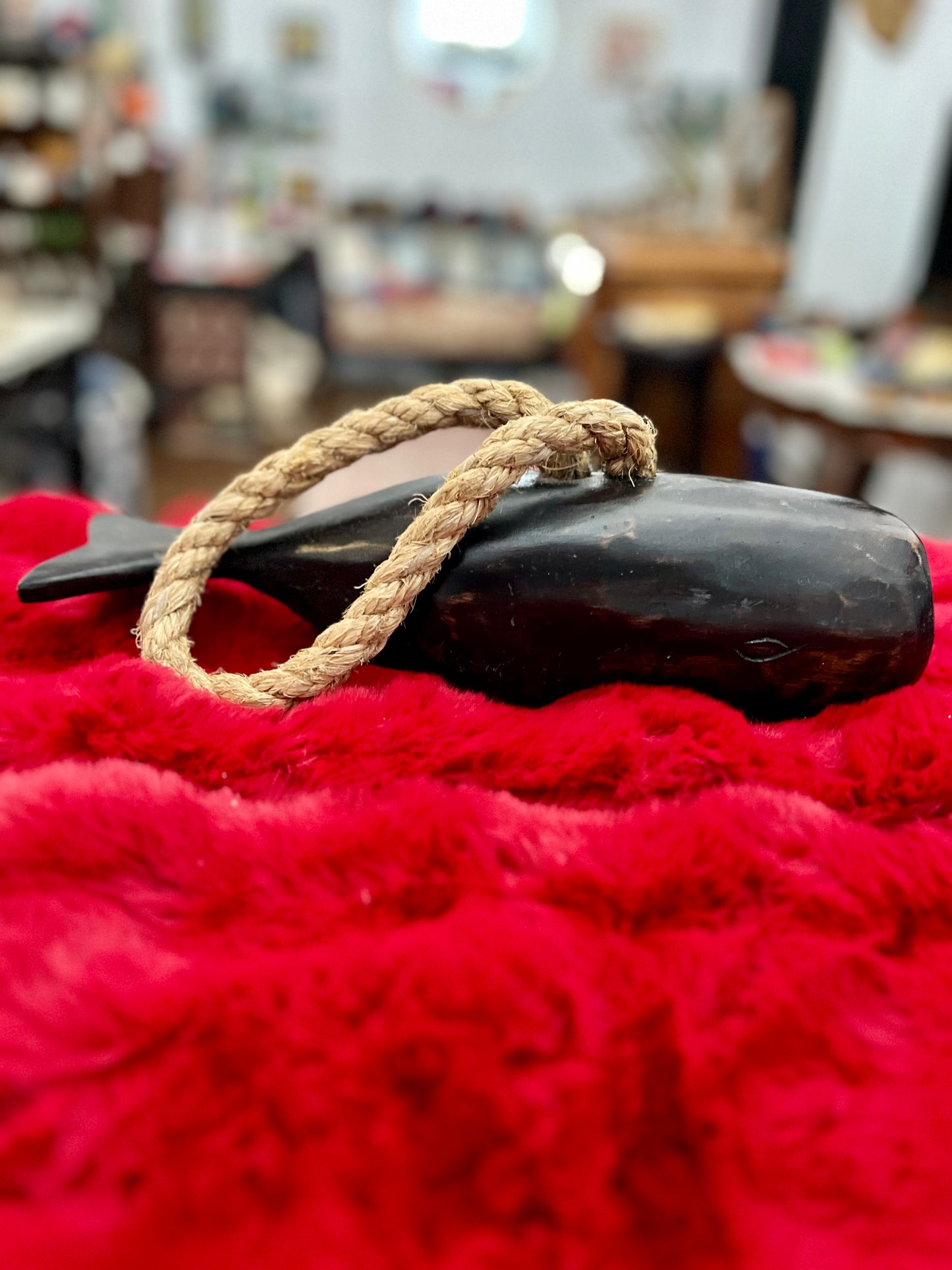 Wooden Whale on Rope