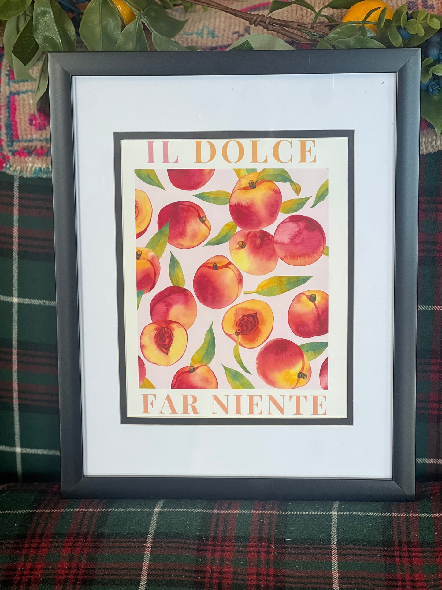 'Il Dolce Far Niente' Framed Peaches Print 2 - London Artist Thea