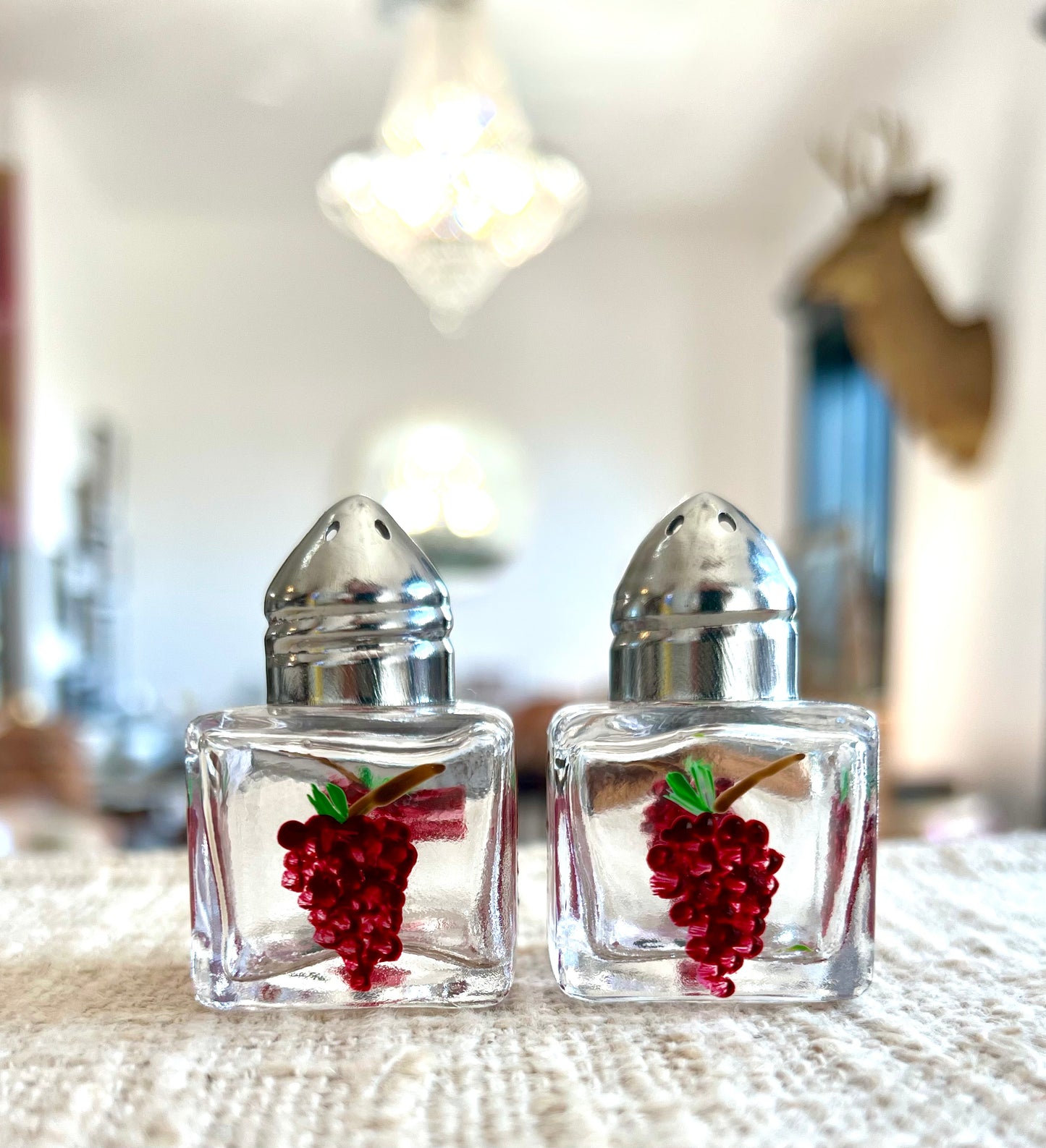 Grapes Small Hand-painted Salt & Pepper Shaker Set by Carol Moore