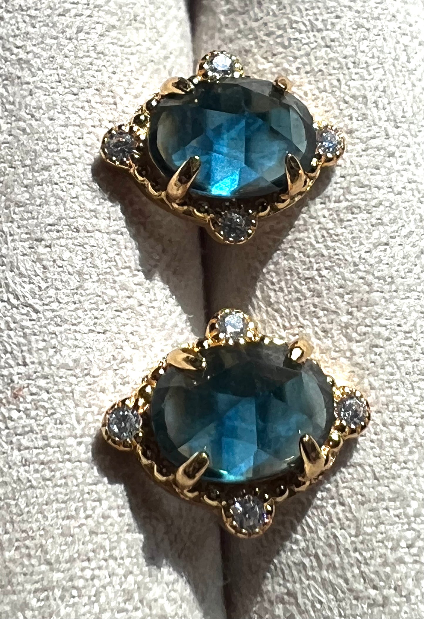 Ocean Siren Earrings - Lab Teal Sapphires & Natural White Topaz in 14k Gold Vermeil