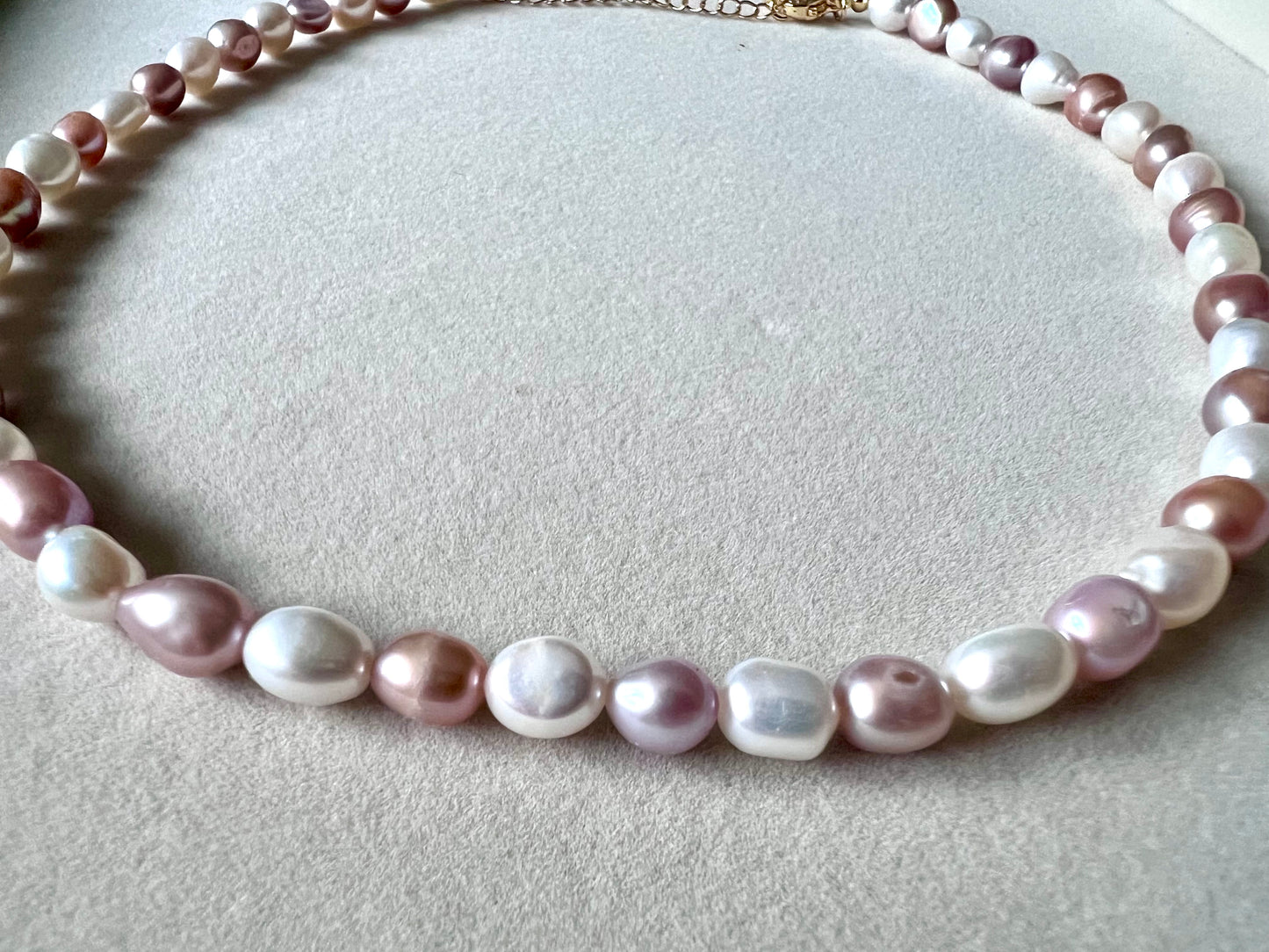 Pink & White Freshwater Pearl & 24K Gold Fill Necklace