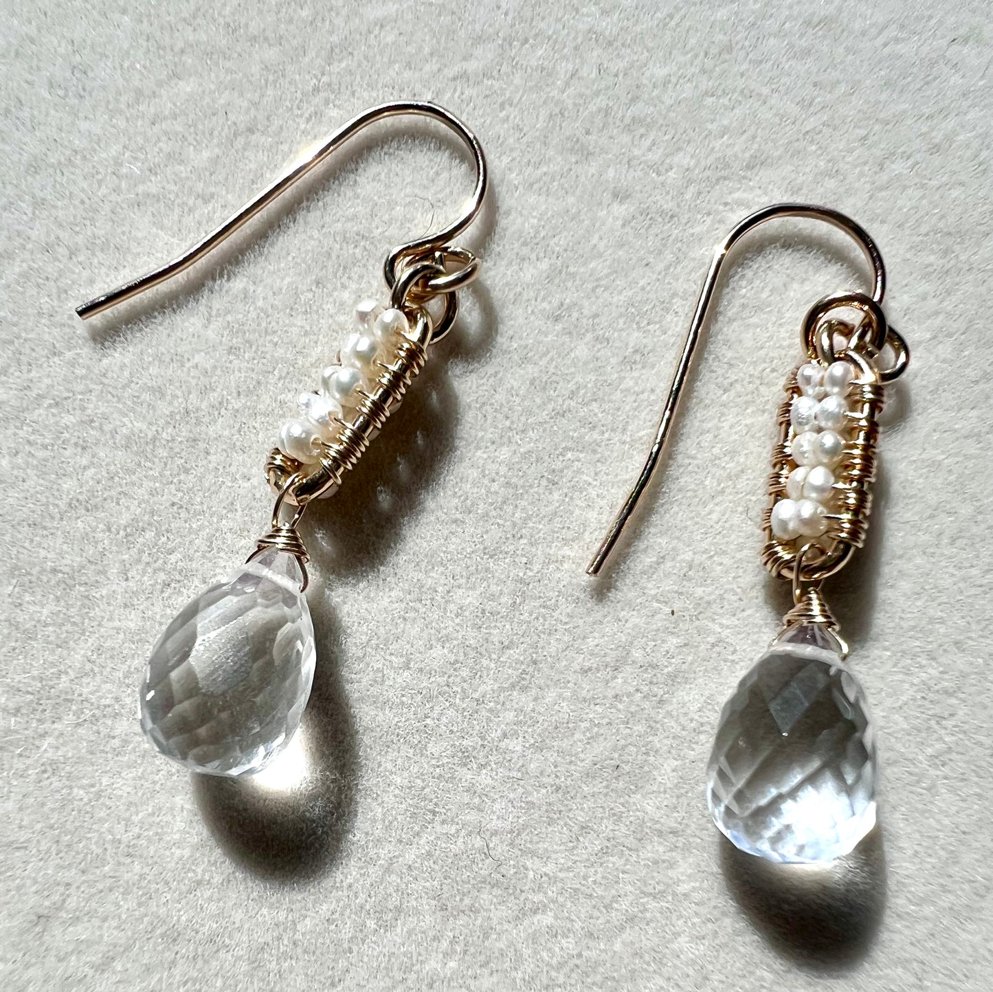 Seed Pearls & Moonstone Drop 14K Gold Fill Earrings