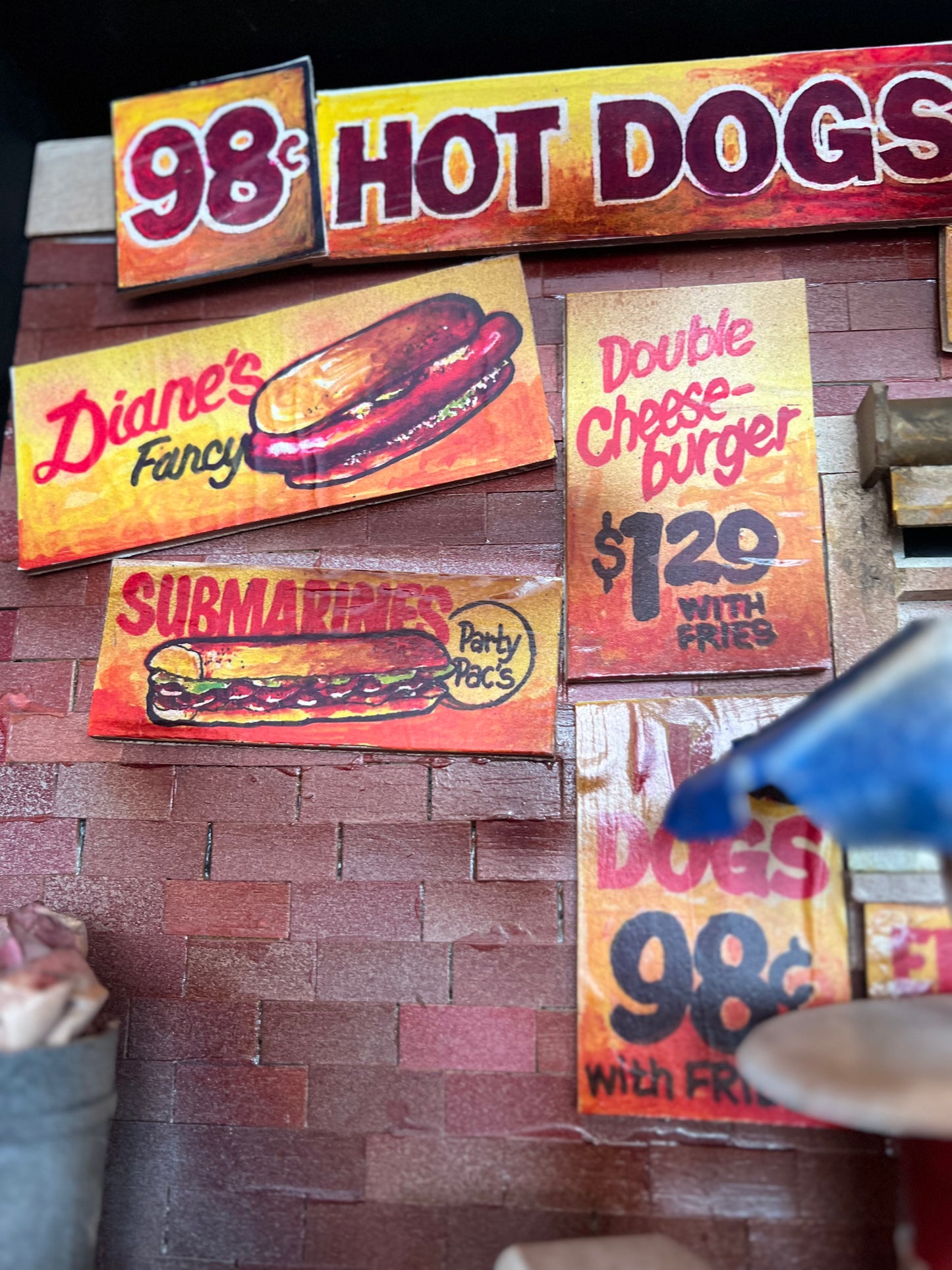 Diane's Fancy Chicago Hot Dogs - Shadow Box by Artist Dick Dahlstrom