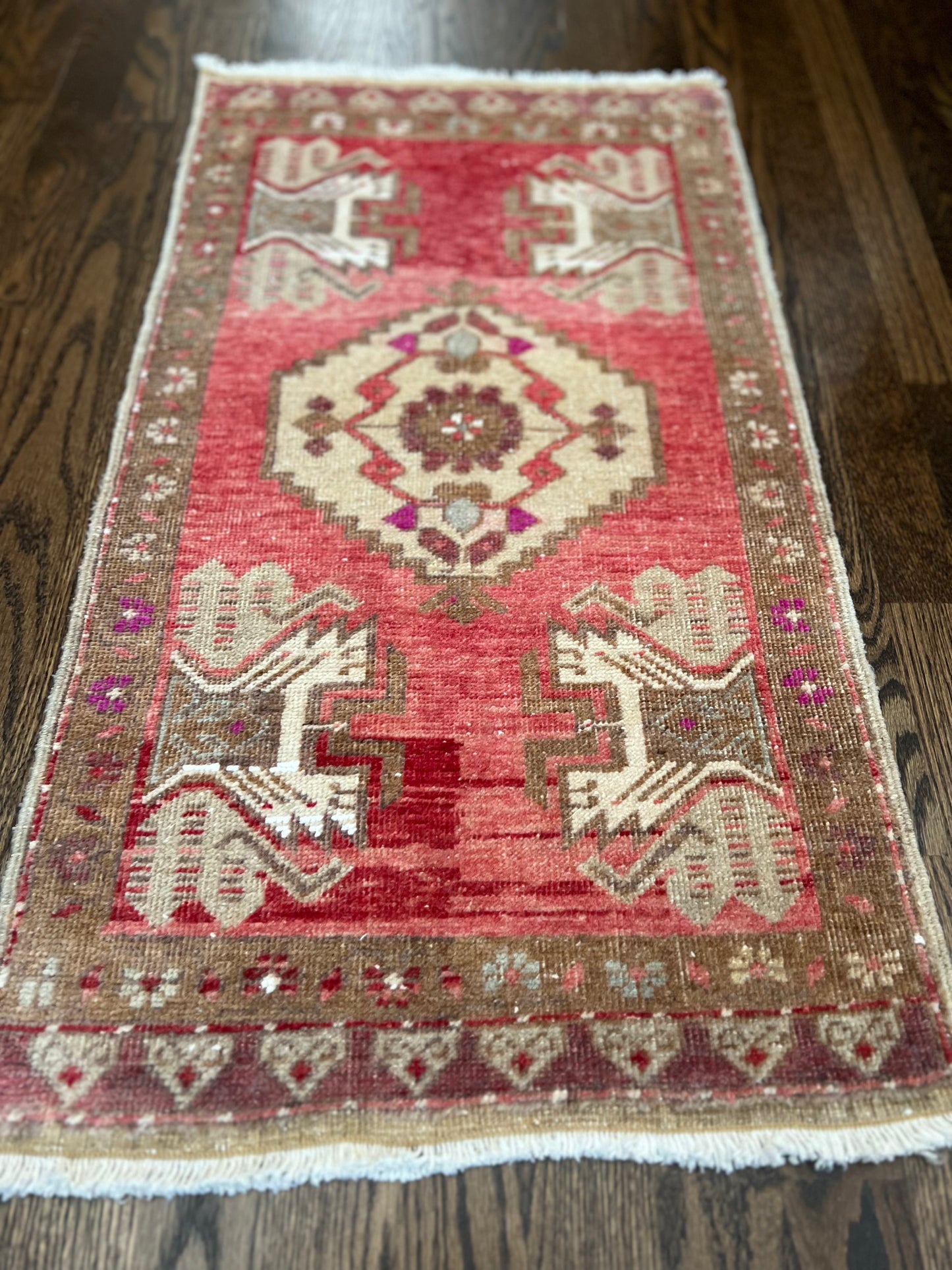 Vintage 1980s Handwoven Distressed Turkish Oushak Rug
