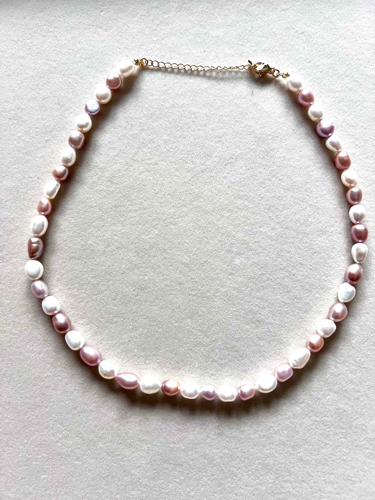 Pink & White Freshwater Pearl & 24K Gold Fill Necklace