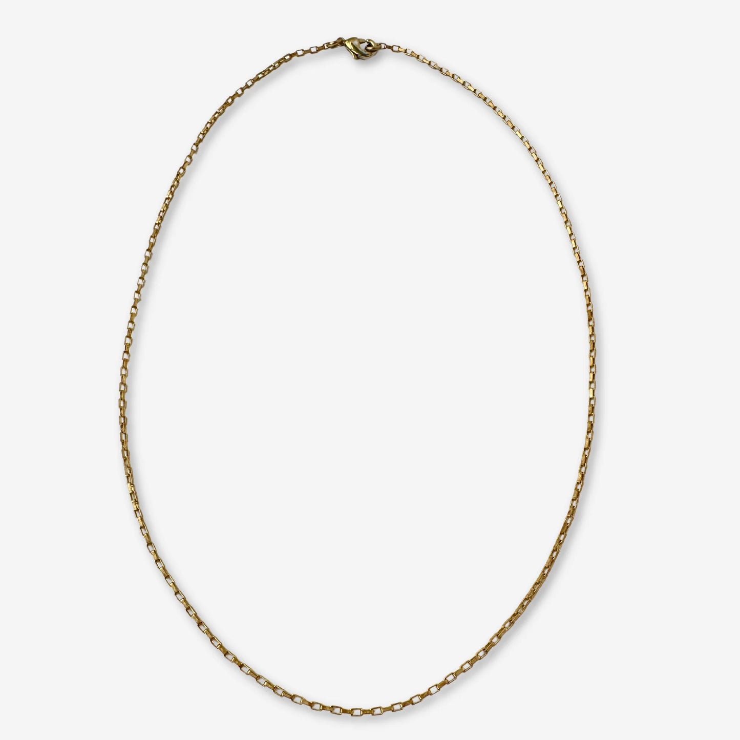 Raw Brass Rectangular Box Chain Necklace