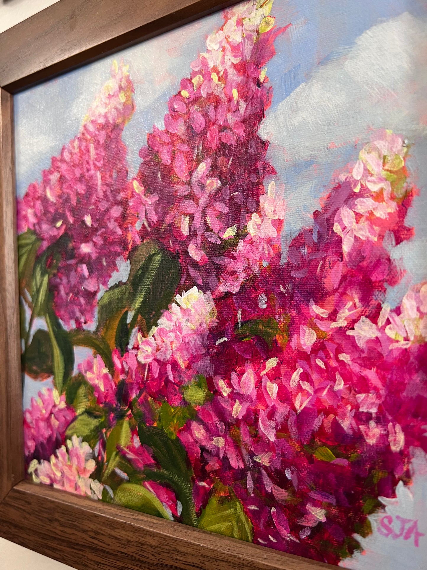 Autumn Pink Hydrangeas - Original Painting by Susan Anderson