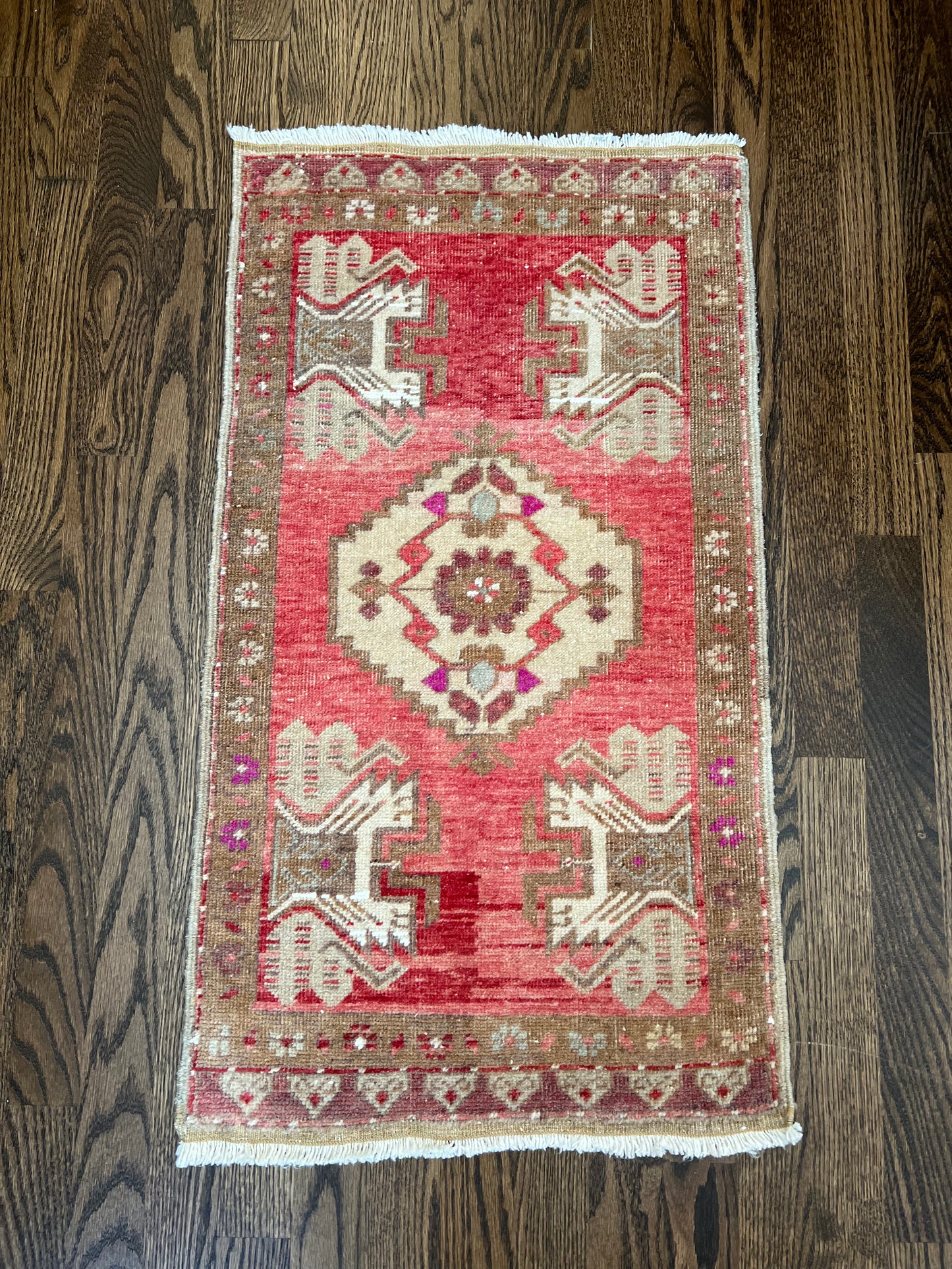 Vintage 1980s Handwoven Distressed Turkish Oushak Rug