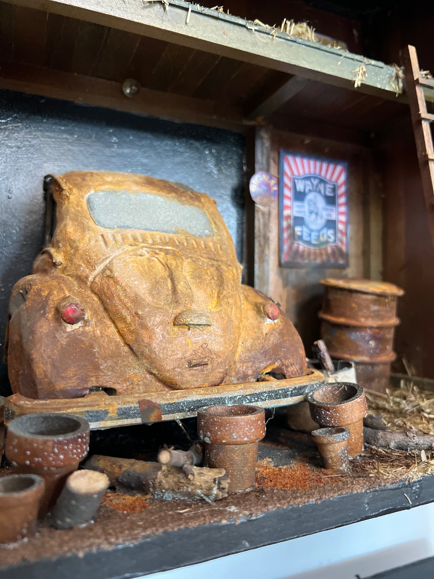 Farmer's Barn Garage - Shadow Box by Artist Dick Dahlstrom