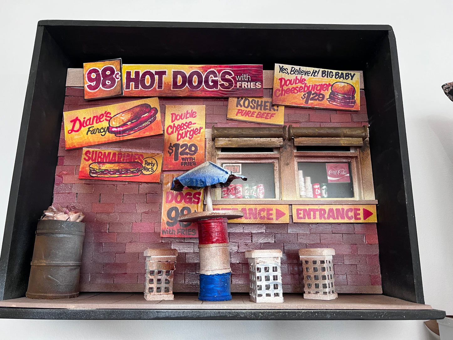 Diane's Fancy Chicago Hot Dogs - Shadow Box by Artist Dick Dahlstrom