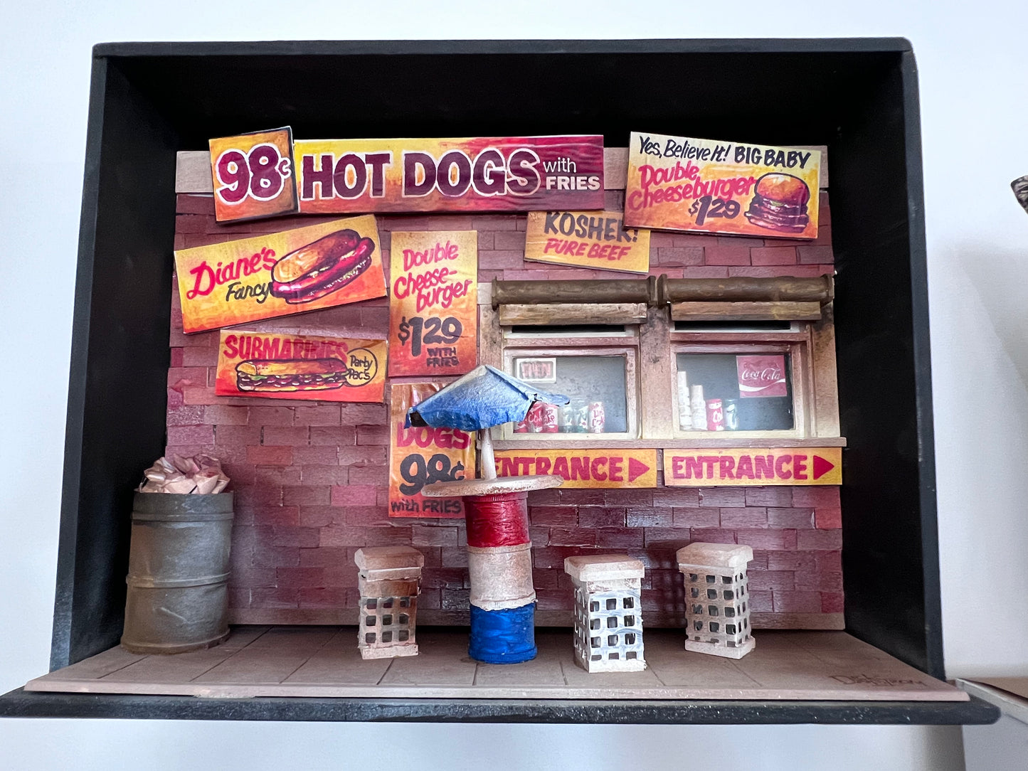 Diane's Fancy Chicago Hot Dogs - Shadow Box by Artist Dick Dahlstrom