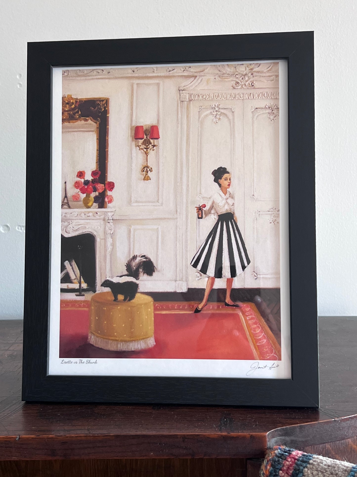 Lisette vs The Skunk Art Print - Framed Fine Art Print