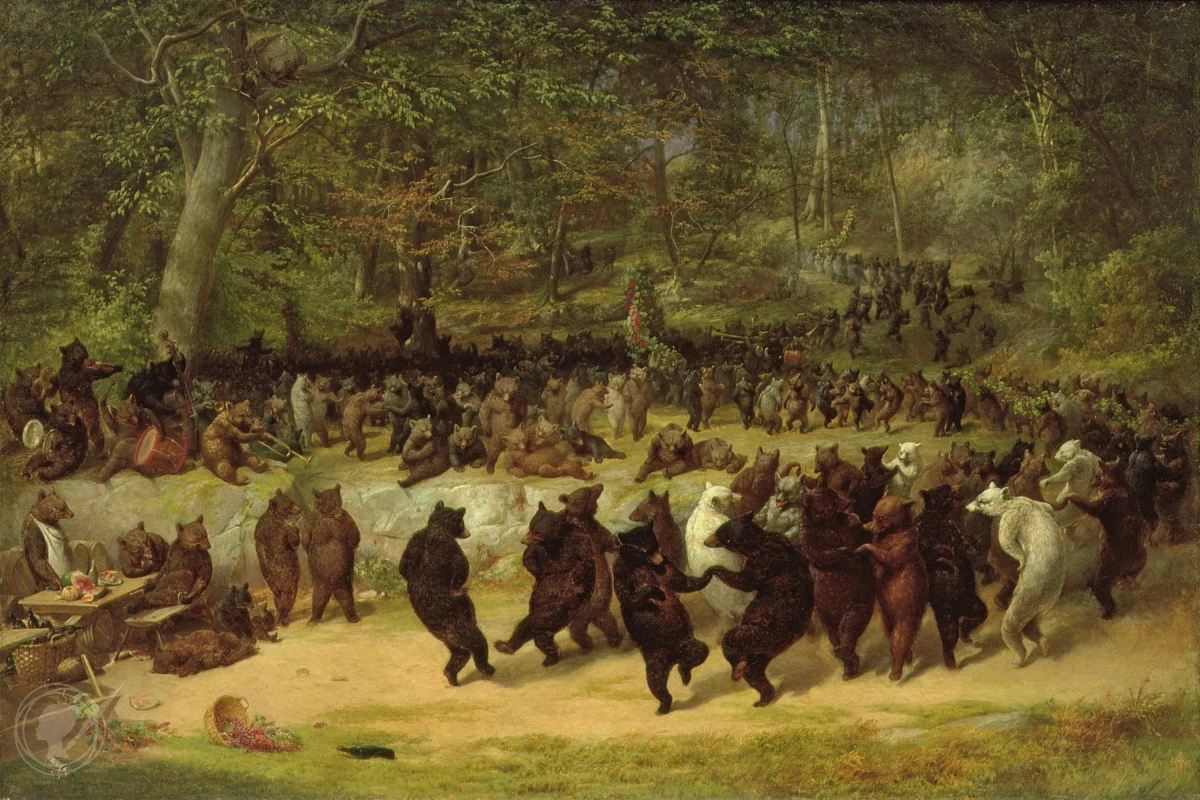 Vintage Framed "The Bear Dance" Print by William Holbrook Beard - IN STORE OR LOCAL PICK UP ONLY