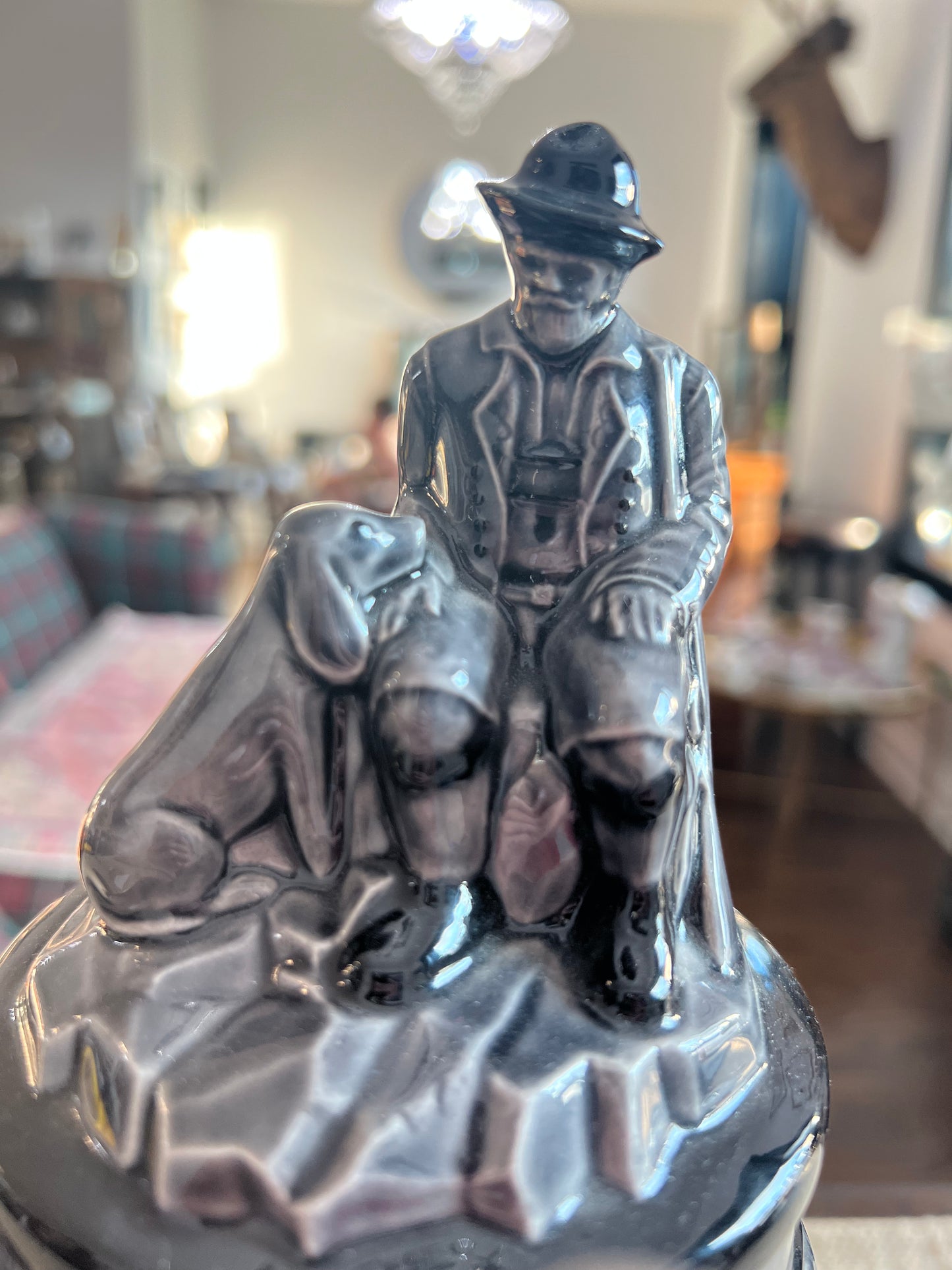 Vintage Gray Deer & Man with Dog Beer Stein