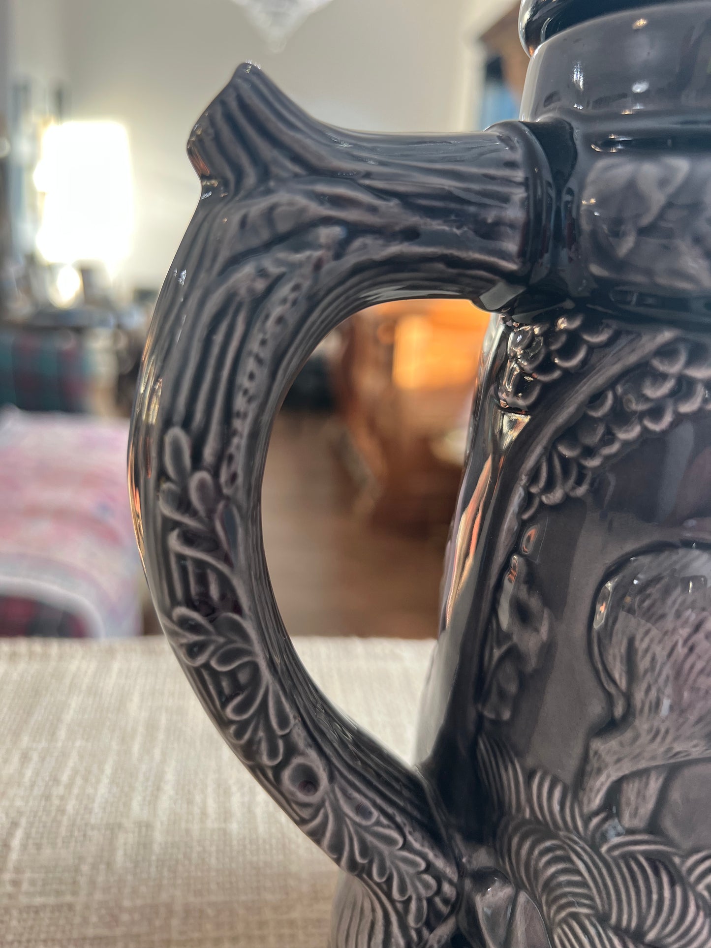 Vintage Gray Deer & Man with Dog Beer Stein