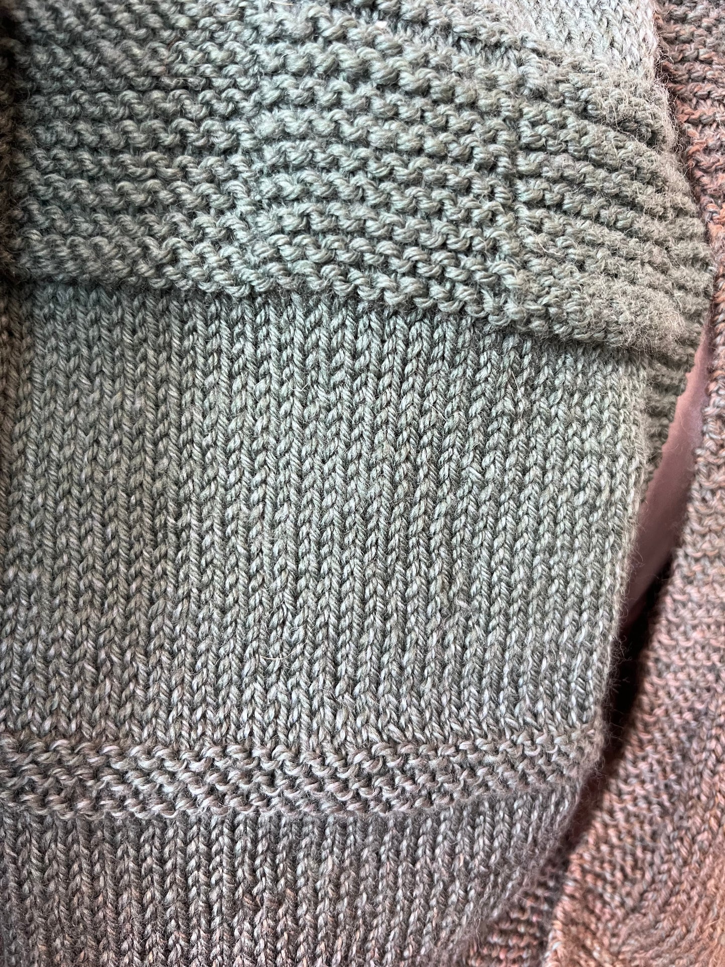 Hand Knit Soft Wool Scarf in Moss Green