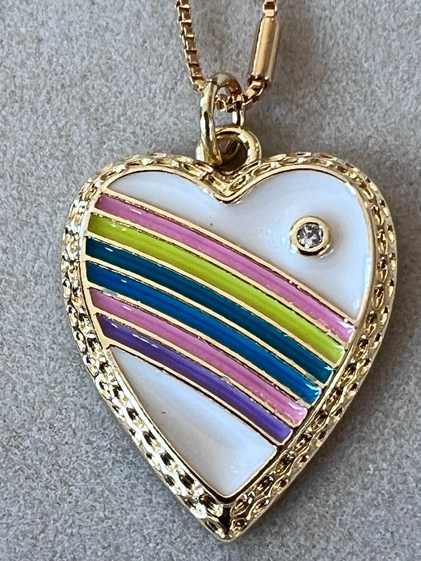 Rainbow Enamel Heart 18kt Gold Fill Necklace