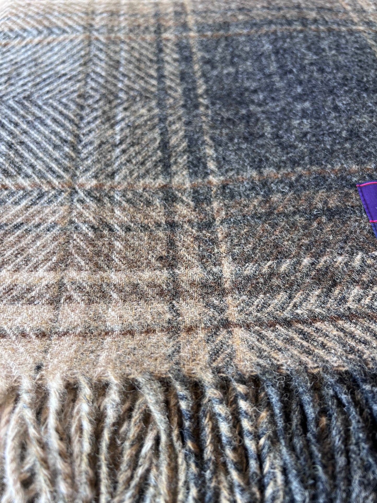 Grays & Tans Ombré Highland Tweeds 100% Shetland Lambswool Throw - Made in the British Isles