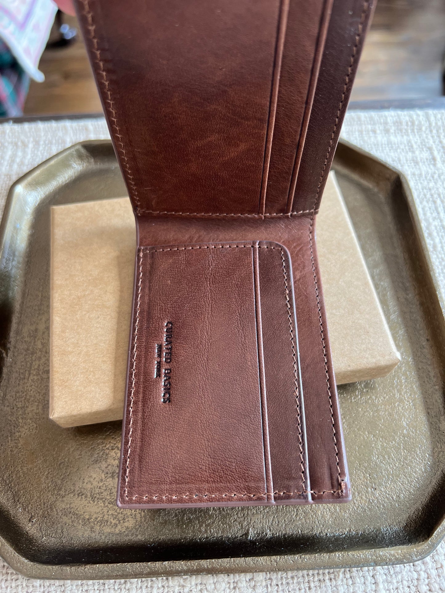 Brown Leather Slim Classic Bill-Fold Wallet