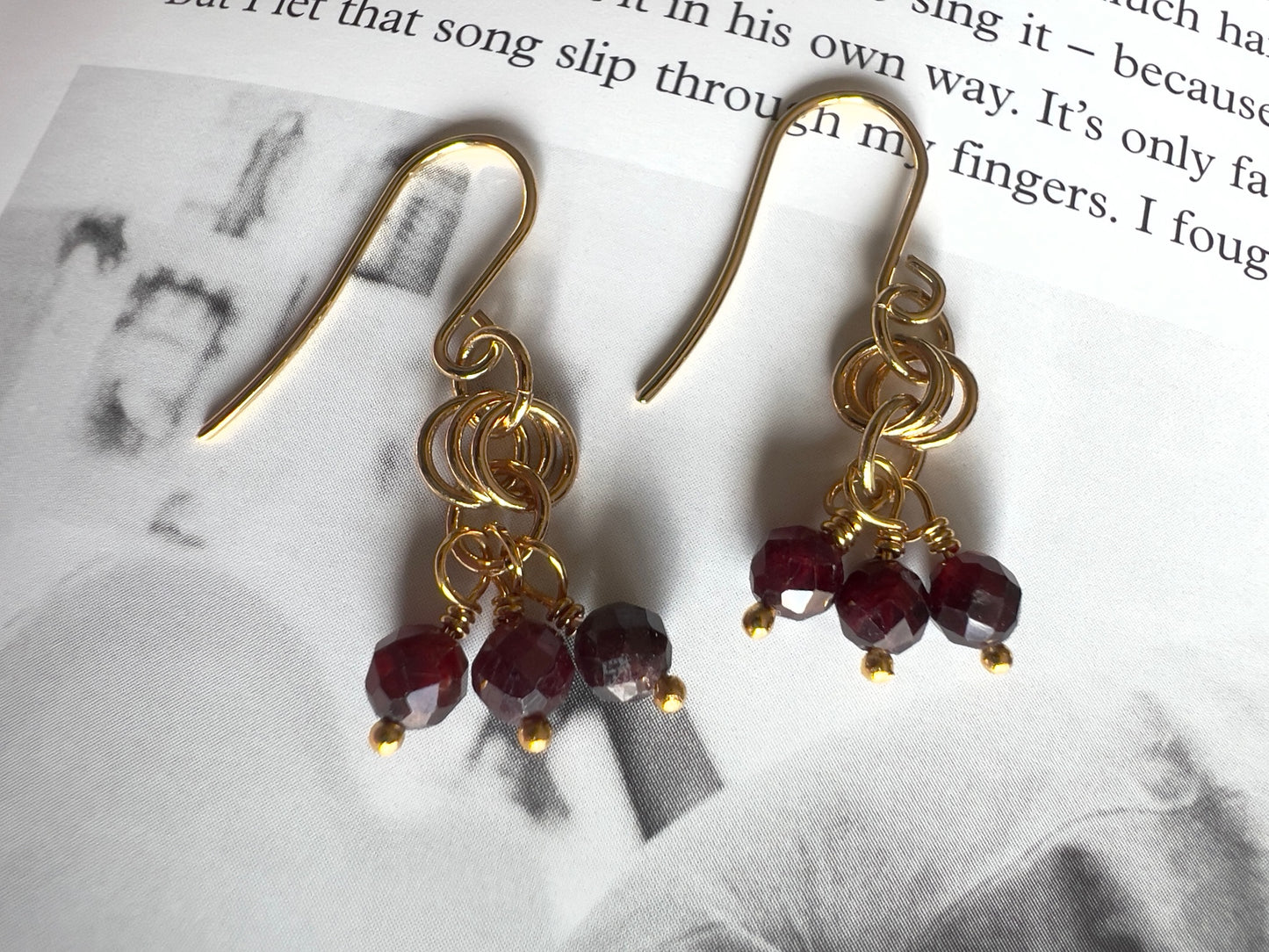 Trio Garnet Sisters Drop Earrings