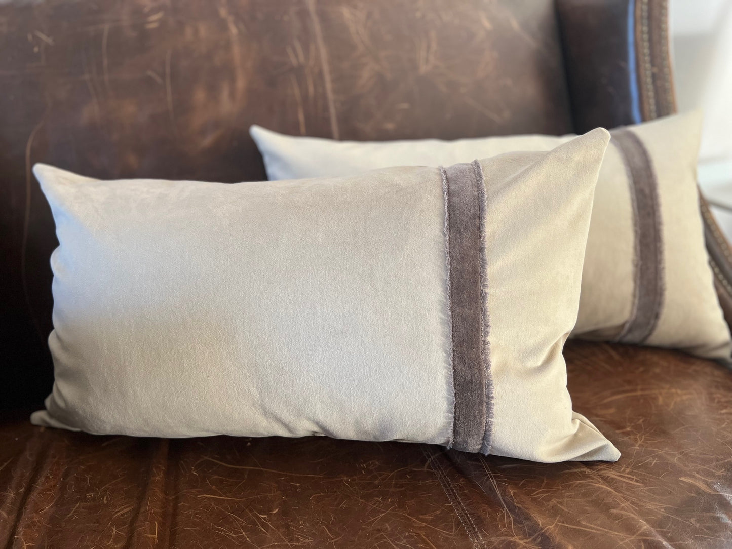 Light Coffee Brushed Luxury Velvet Pillows, a George & Fred Original