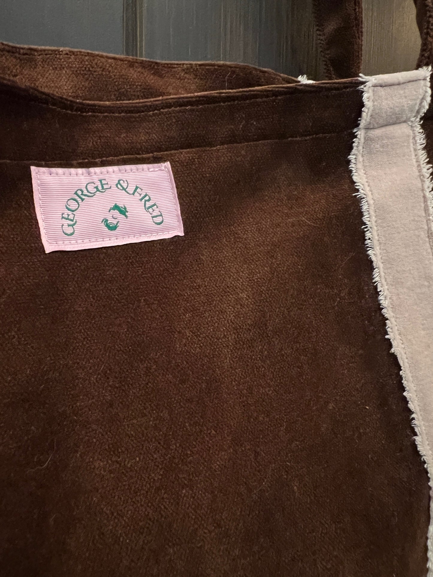The George & Fred Tote - Chocolate Velvet with Ivory Trim