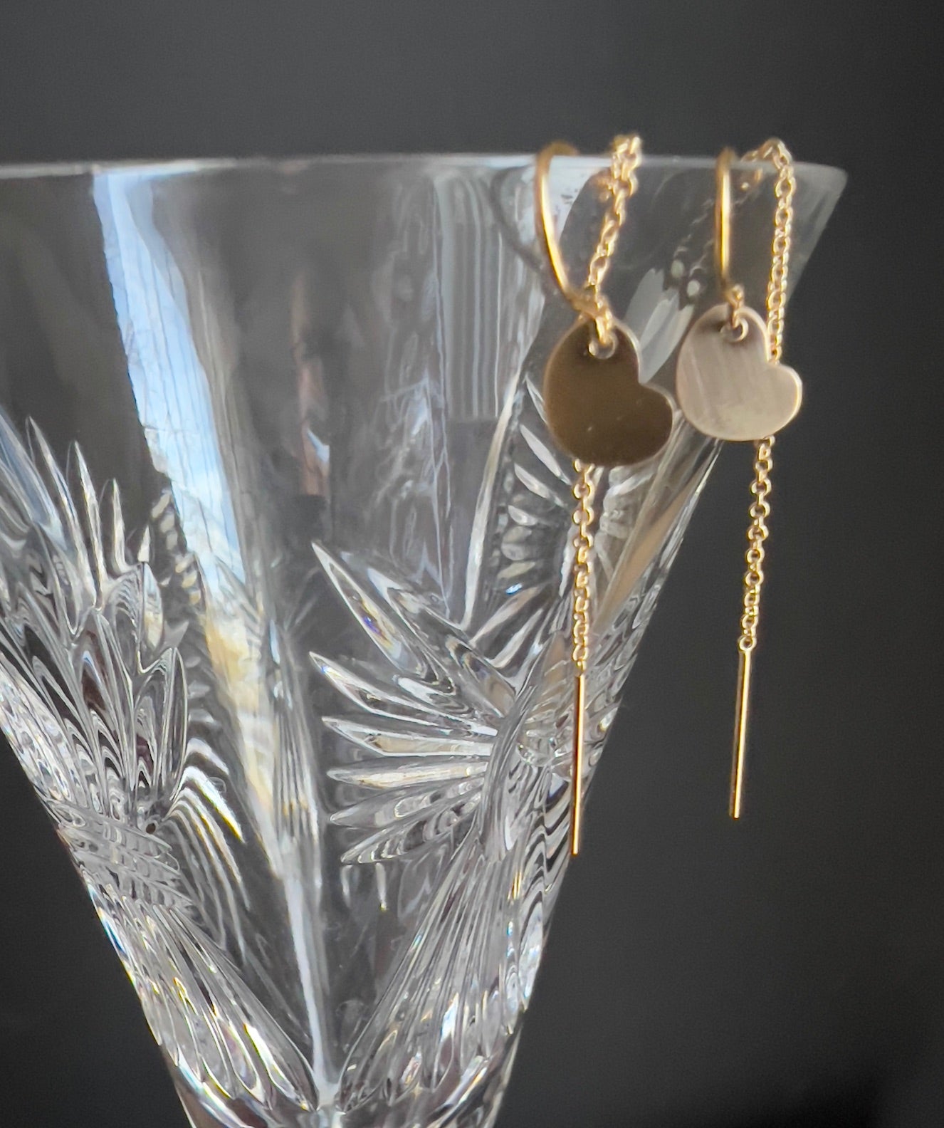 Tiny Heart Threader Earrings - 14K Gold Filled