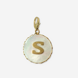 Letter "S" Refashioned Vintage Mother of Pearl and Brass Charm