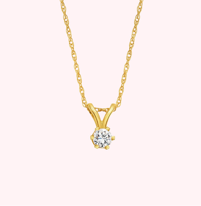 Diamond Pendant in Solid 14kt Gold Necklace