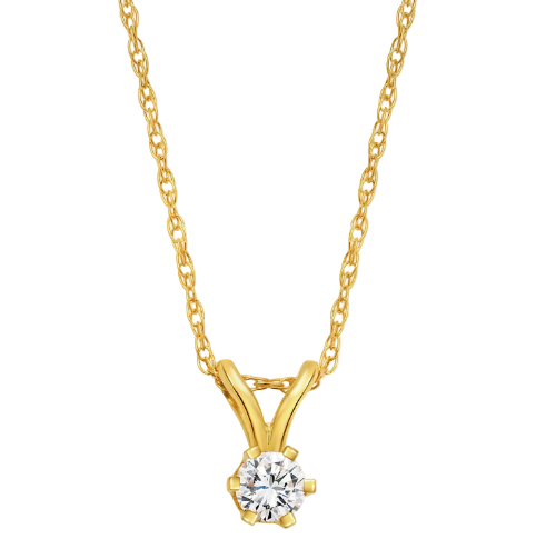 Diamond Pendant in Solid 14kt Gold Necklace