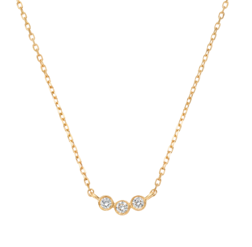 Diamond Trio in Solid 14kt Gold Necklace