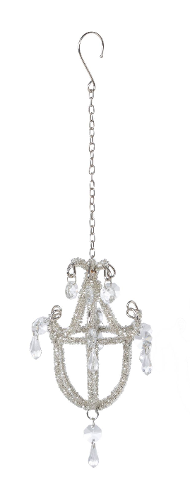 Silver & Crystal Beaded Chandelier Ornament II