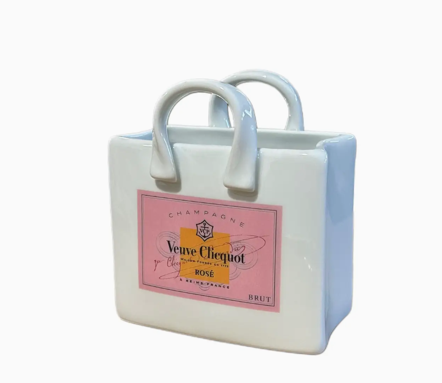 Pink Veuve Champagne Ceramic Shopping Tote