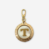 Letter "T" Refashioned Vintage Mother of Pearl and Brass Charm